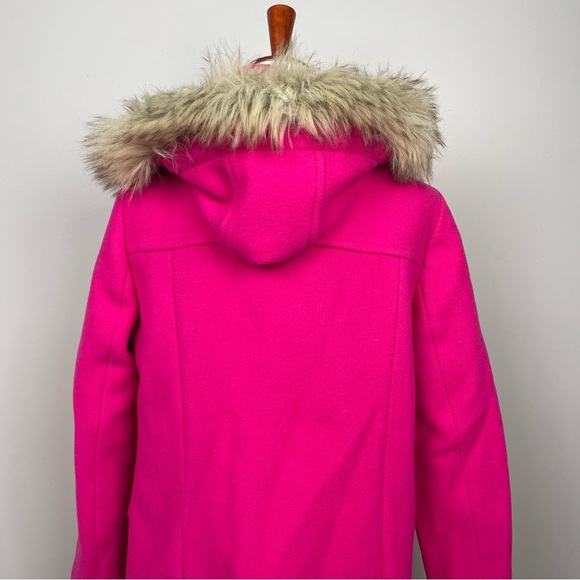 NWT Talbots Pink‎ Wool Blend Hooded Coat Faux Fur Trim Women’s Size 6 Winter - Picture 6 of 10